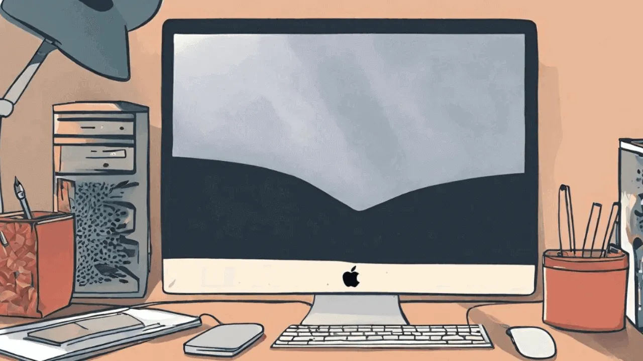 Mac-computer zittend op het bureau