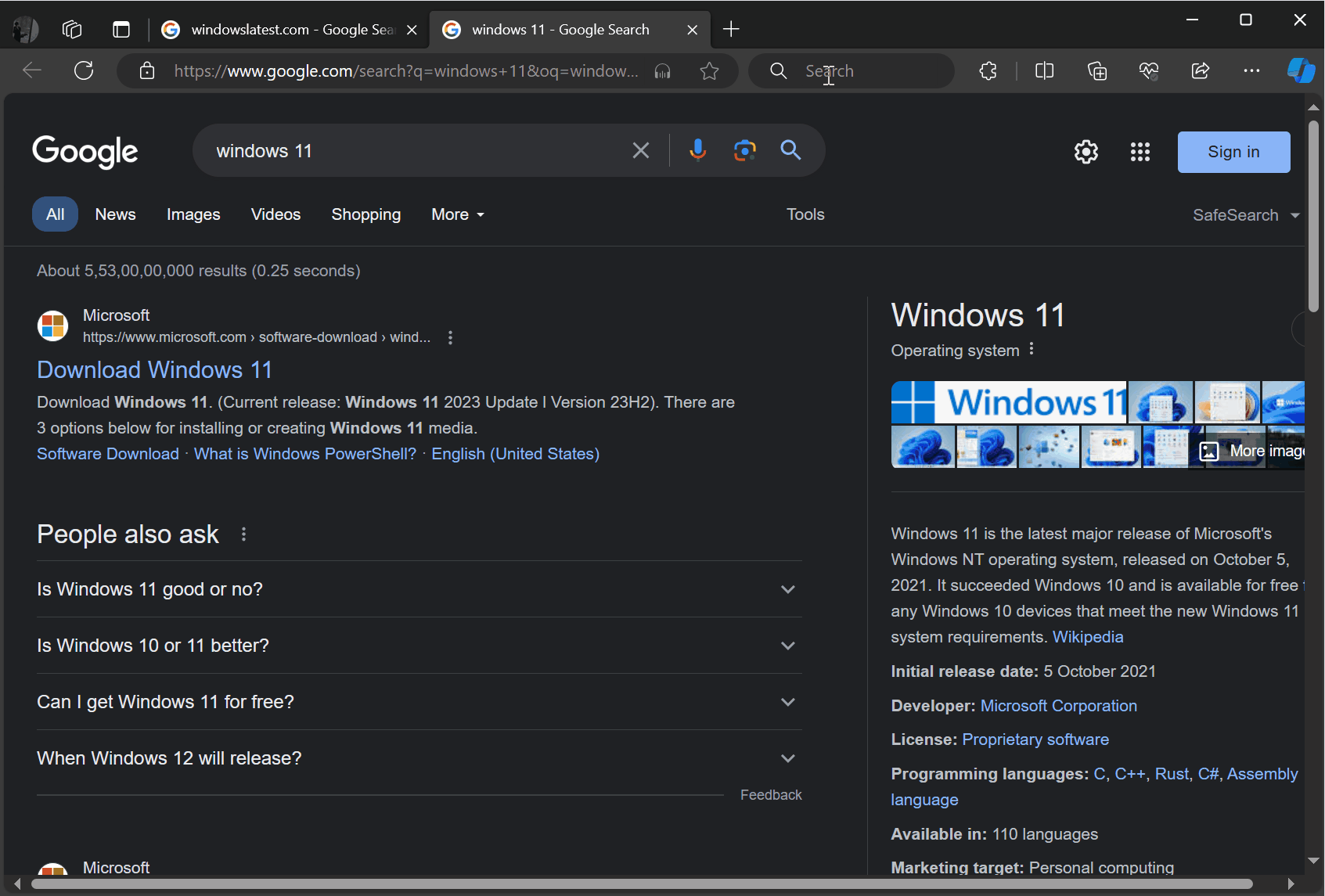 Pasek wyszukiwania Microsoft Edge