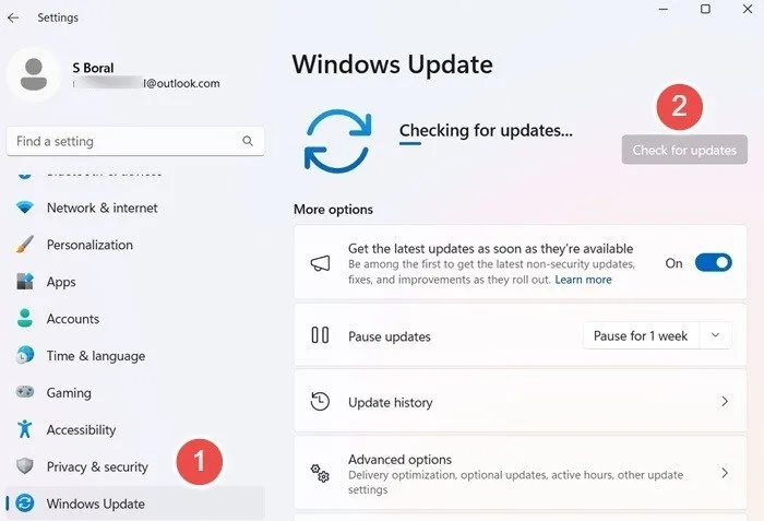 Controlla gli aggiornamenti in Windows 11.
