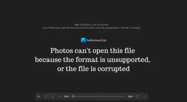 Las fotos no pueden abrir este archivo porque el formato no es compatible o el archivo está dañado