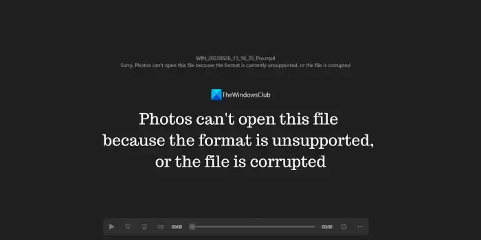 Las fotos no pueden abrir este archivo.