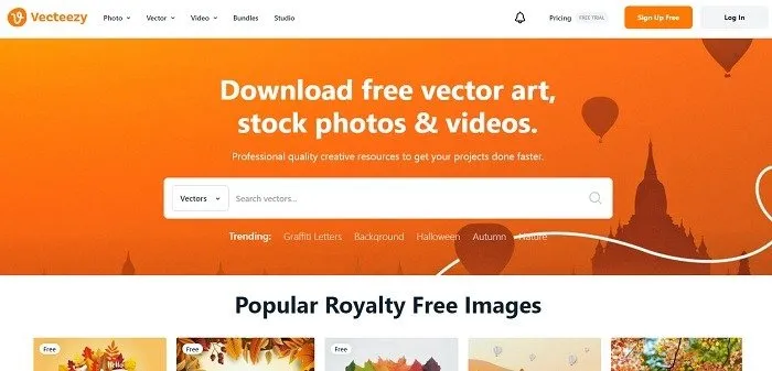 無料写真とプレミアム写真の両方を提供する Vecteezy の画像検索エンジン。