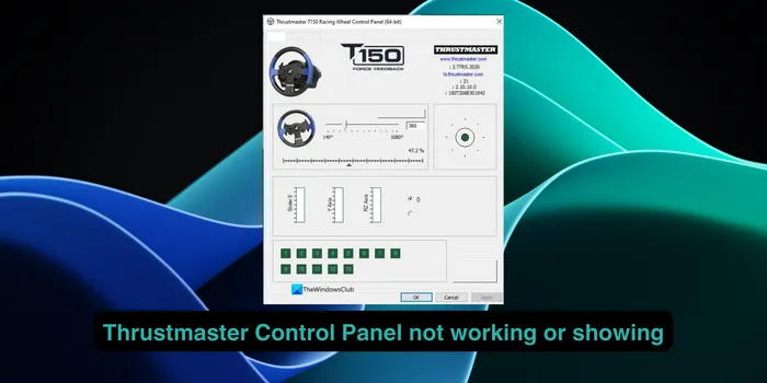 Il pannello di controllo Thrustmaster non funziona o non viene visualizzato