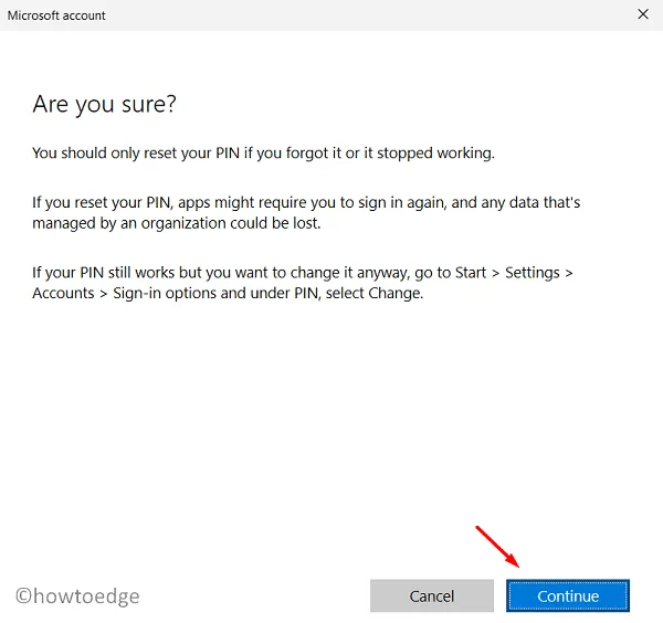 Utilizza le credenziali dell'account Microsoft per modificare la password