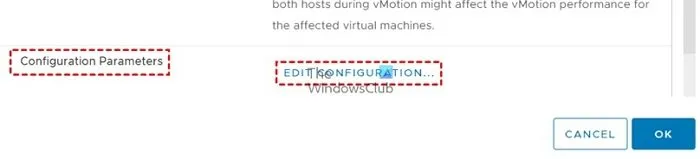 Configuração de edição do cliente VMware