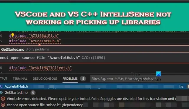 VSCode 和 VS C++ IntelliSense 無法運作或無法取得函式庫