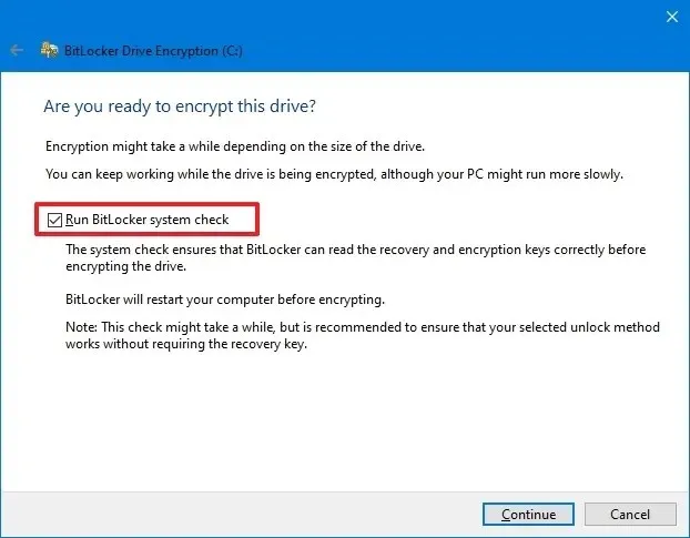 Windows 10 BitLocker-Systemprüfung