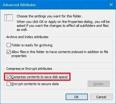 Windows 10 abilita la compressione NTFS