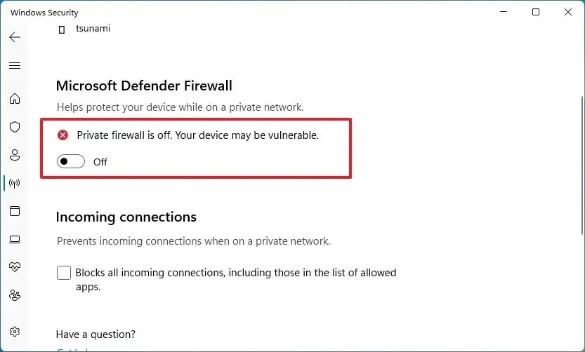 Windows 11 desabilitar firewall