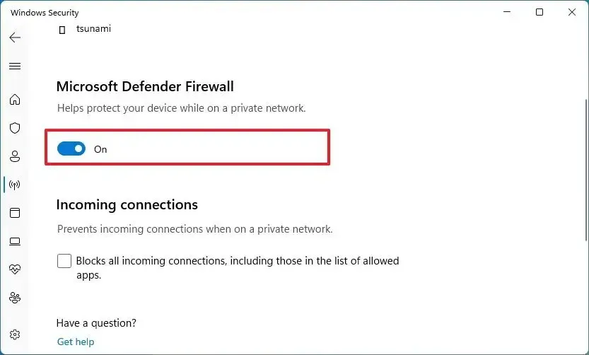 Windows 11 abilita il firewall