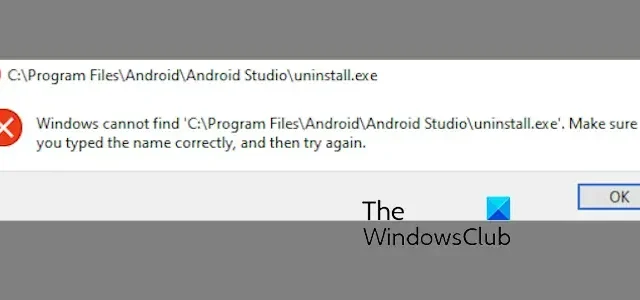Windowsがuninstall.exeエラーを見つけることができない[修正]