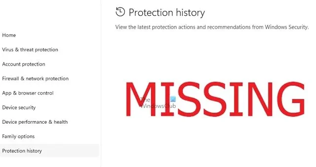 Windows Security Protection History ontbreekt of wordt niet weergegeven in Windows 11