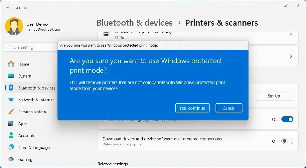 Windows 보호 인쇄 모드