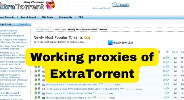 Liste de proxy ExtraTorrent de travail pour débloquer ExtraTorrent