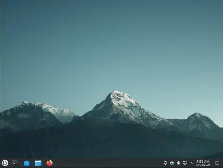 Een screenshot van het standaard Kubuntu-bureaublad.