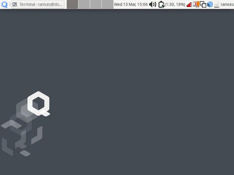 Uno screenshot del desktop del sistema operativo Qubes predefinito.