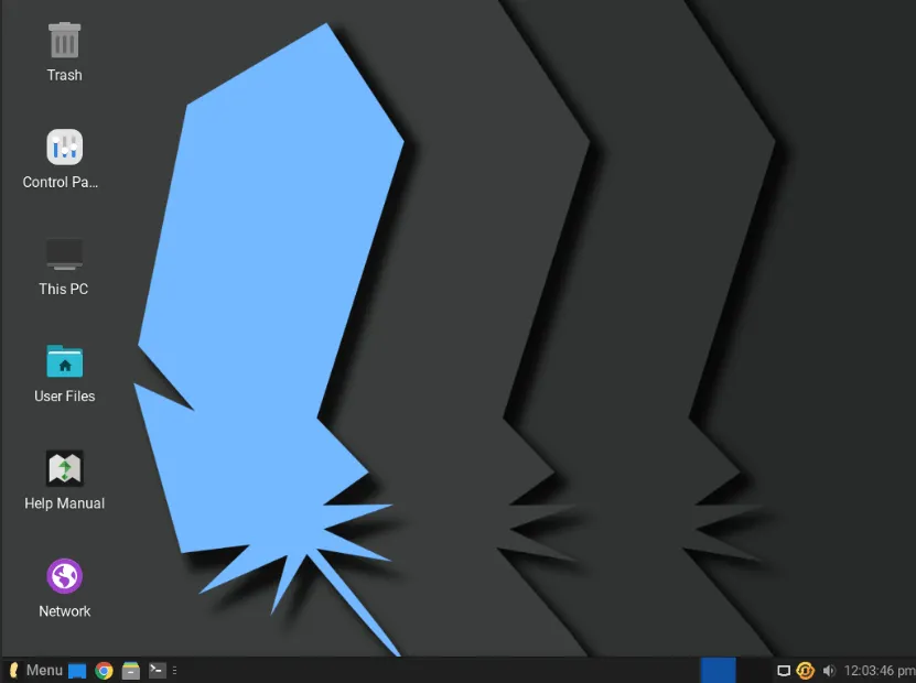 デフォルトの Linux Lite デスクトップのスクリーンショット。