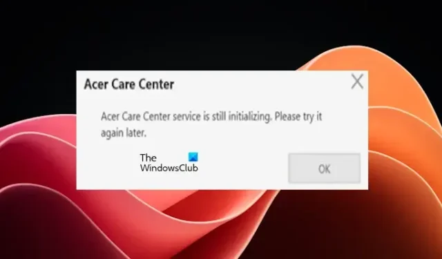 Acer Care Center 서비스가 아직 초기화 중임 [수정]