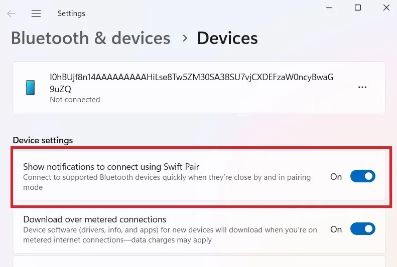 Stellen Sie mit der Swift-Pair-Einstellung eine Bluetooth-Verbindung her.