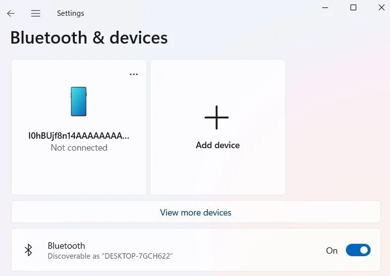 Windows で Bluetooth 切り替えがオンになり、デバイスが検出可能になります。 (Windows 11の場合)。