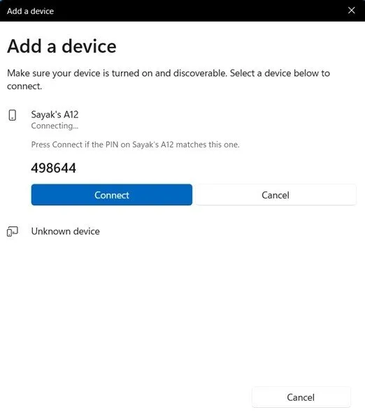 Fügen Sie in Windows ein Bluetooth-Gerät durch PIN-Abgleich hinzu.