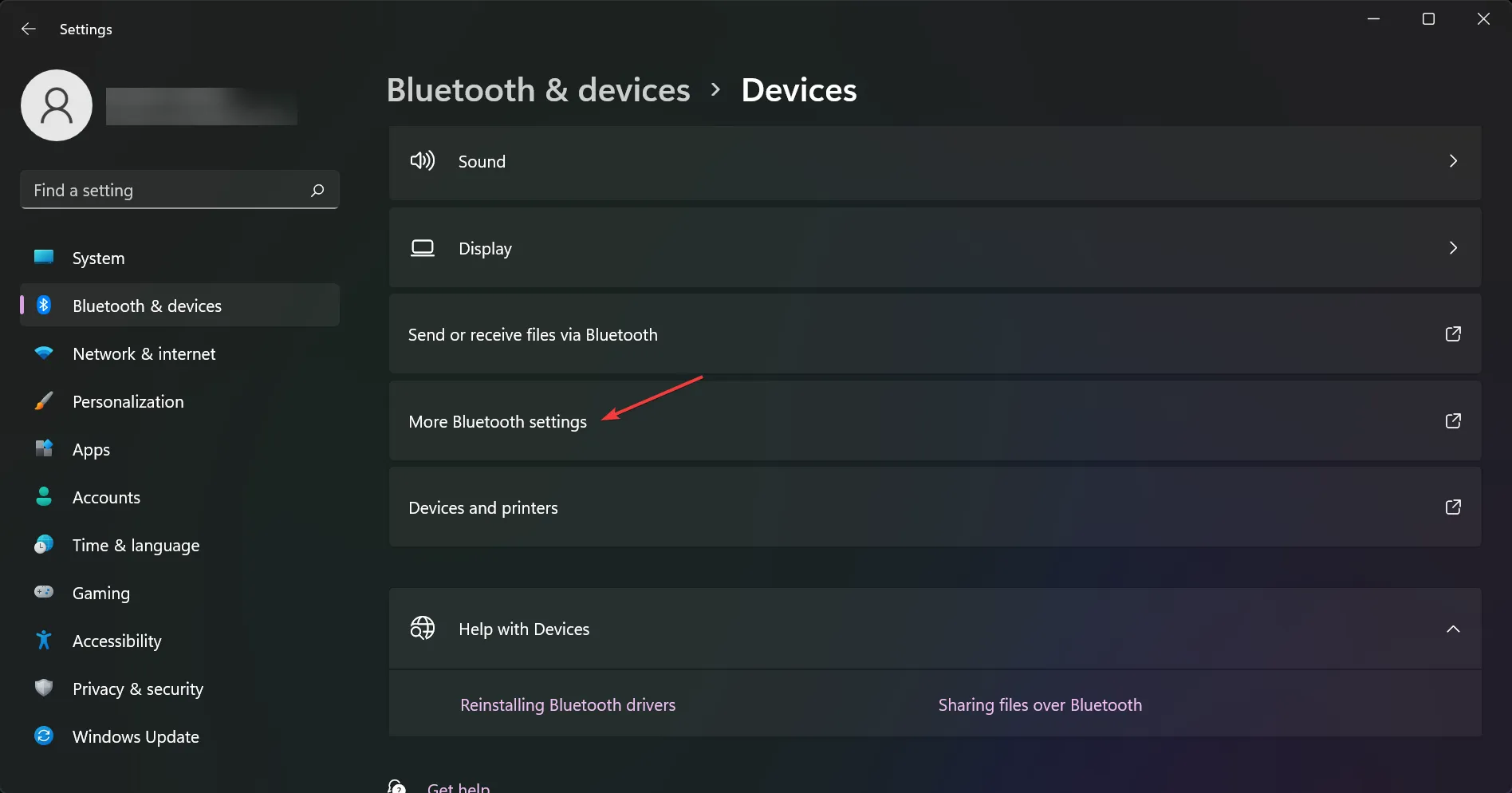 ulteriori impostazioni Bluetooth