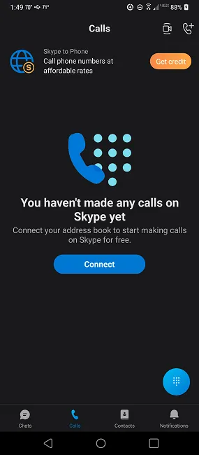 在免費通話應用程式 Skype 上撥打第一通電話。