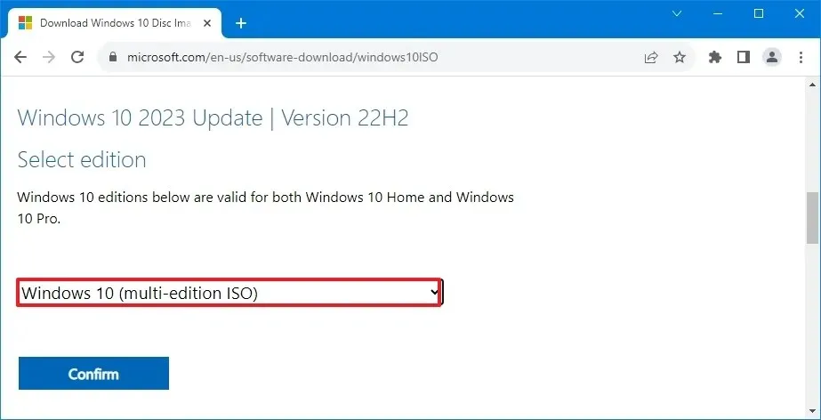 Chrome télécharger Windows 10 ISO