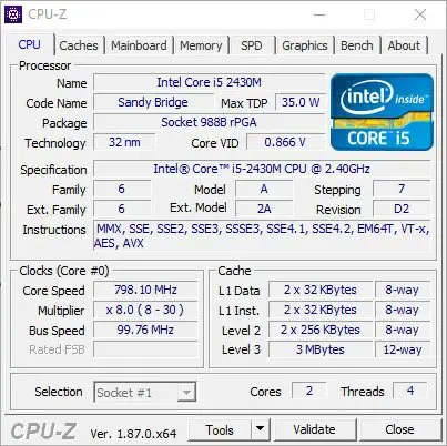Informazioni sull'hardware CPU-Z