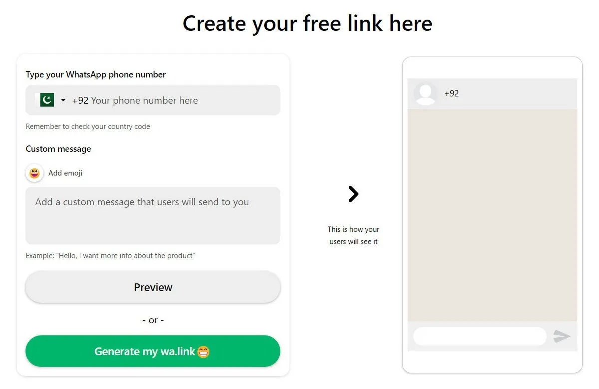 Erstellen Sie einen kostenlosen WhatsApp-Link