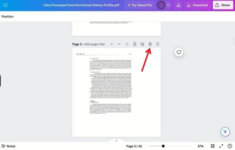 Eliminazione di una pagina da PDF tramite Canva.