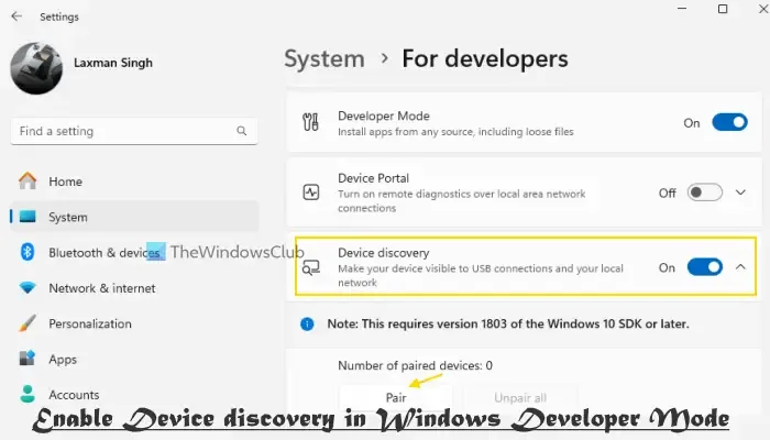 habilitar la configuración de Windows 11 de descubrimiento de dispositivos