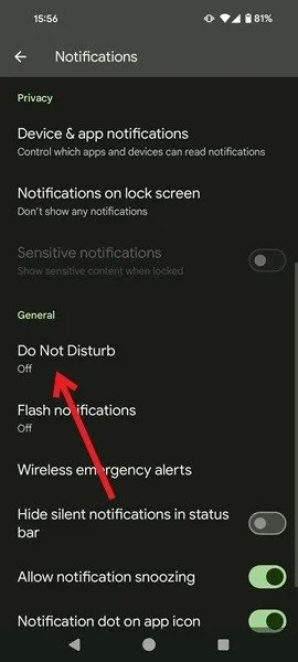 在 Android 設定中啟用請勿打擾模式。