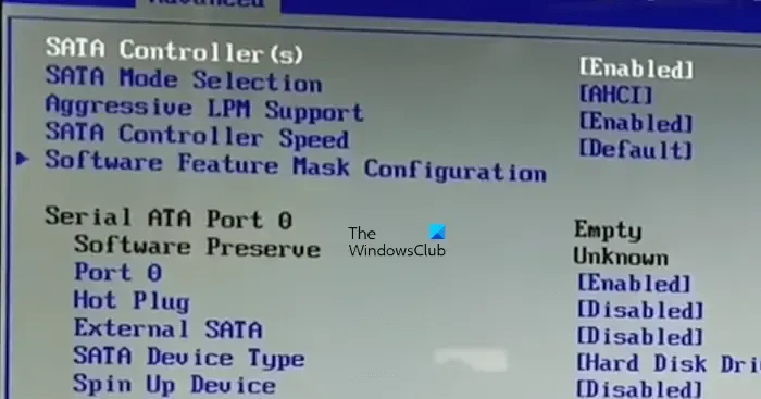 Schakel SATA-controller in BIOS in
