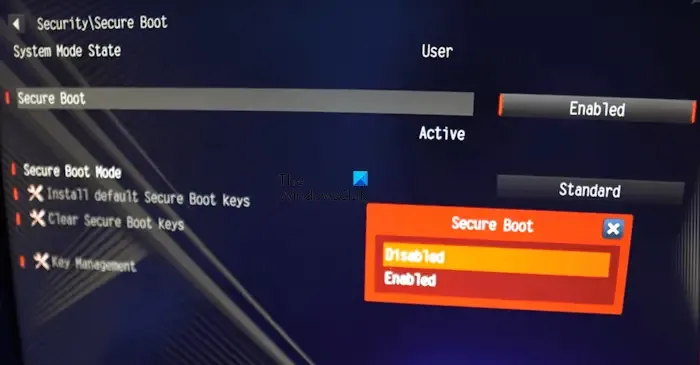 Aktivieren Sie Secure Boot ASRock Gaming-Motherboard