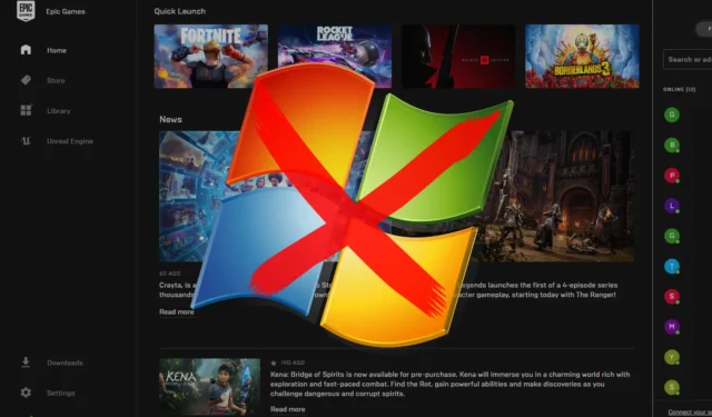 Program Epic Games Launcher żegna się ze starymi wersjami systemu Windows