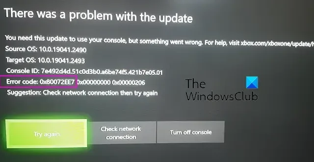 Reparar el código de error de Xbox 0x80072EE7