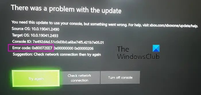 Reparar el código de error de Xbox 0x80072EE7