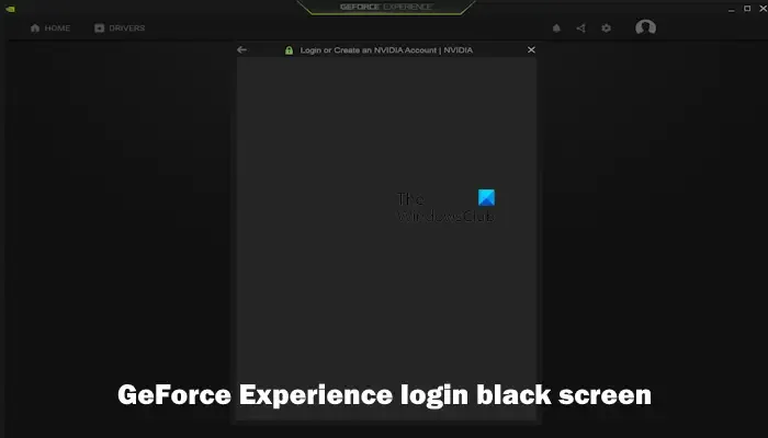 Schermata nera di accesso a GeForce Experience