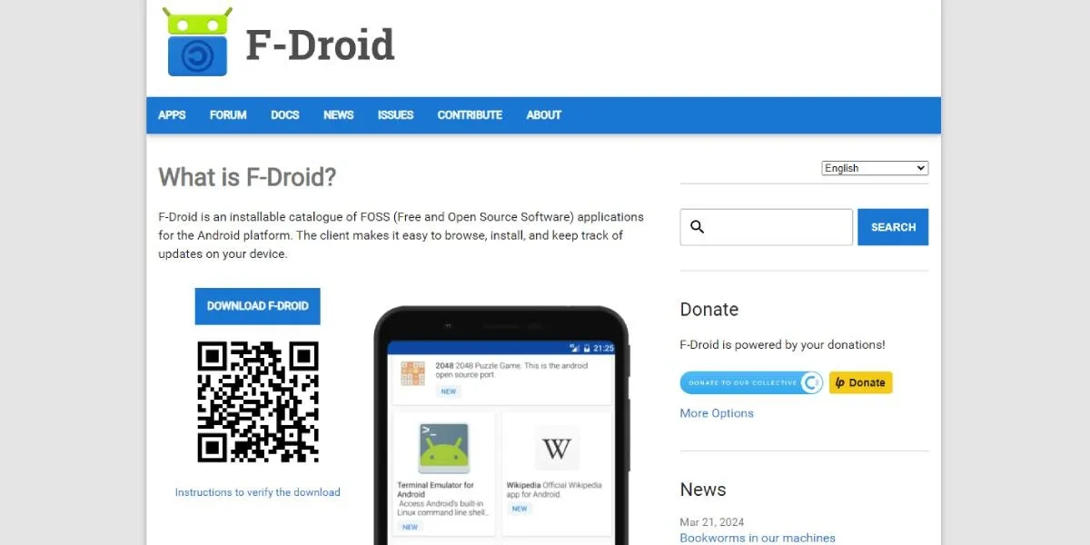 Alternativas da Google Play Store para Fdroid