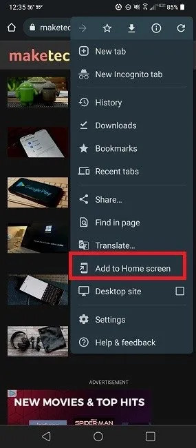Cómo agregar páginas web y marcadores de Chrome a la pantalla de inicio en Android