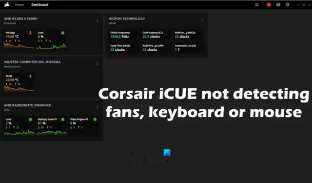 Corsair iCUE가 팬, 키보드 또는 마우스를 감지하지 못함