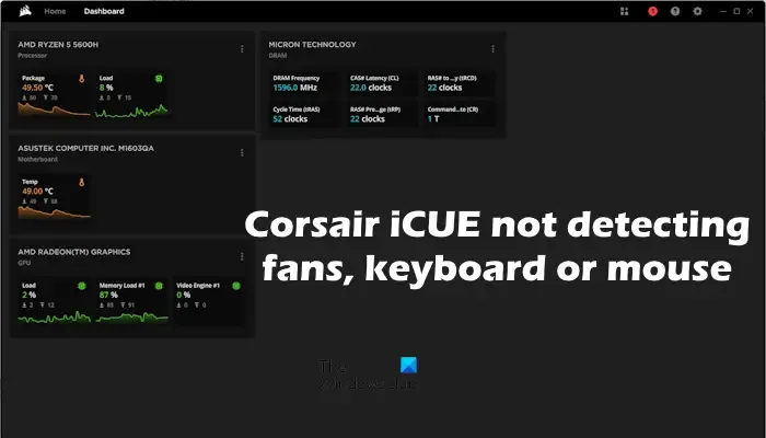 iCUE não detecta ventiladores, teclado e mouse