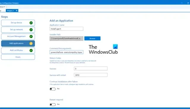Cómo instalar agentes con el Diseñador de configuración de Windows