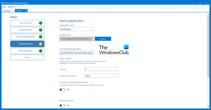 Instalar agentes com o Designer de Configuração do Windows