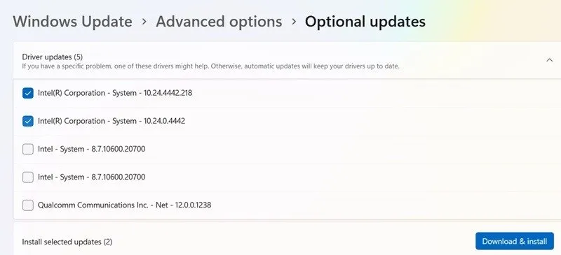 Installieren optionaler Updates für den Monat März 2024.