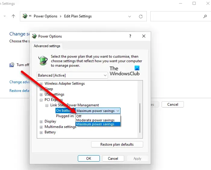 Activer ou désactiver la gestion de l’alimentation de l’état des liens dans Windows 11