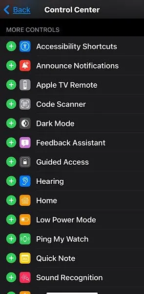 Centro de control de aplicaciones para agregar control remoto de Apple Tv perdido