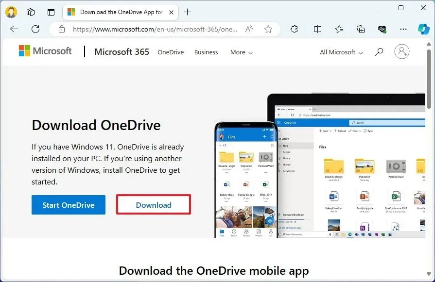 Baixe o OneDrive da Microsoft