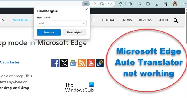 Microsoft Edge Auto Translator werkt niet [repareren]